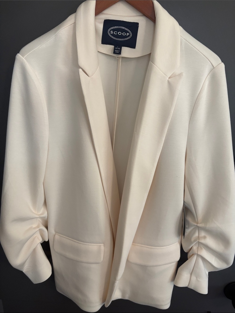 Scoop Cream Open-Front Scuba knit Blazer Jacket NWT